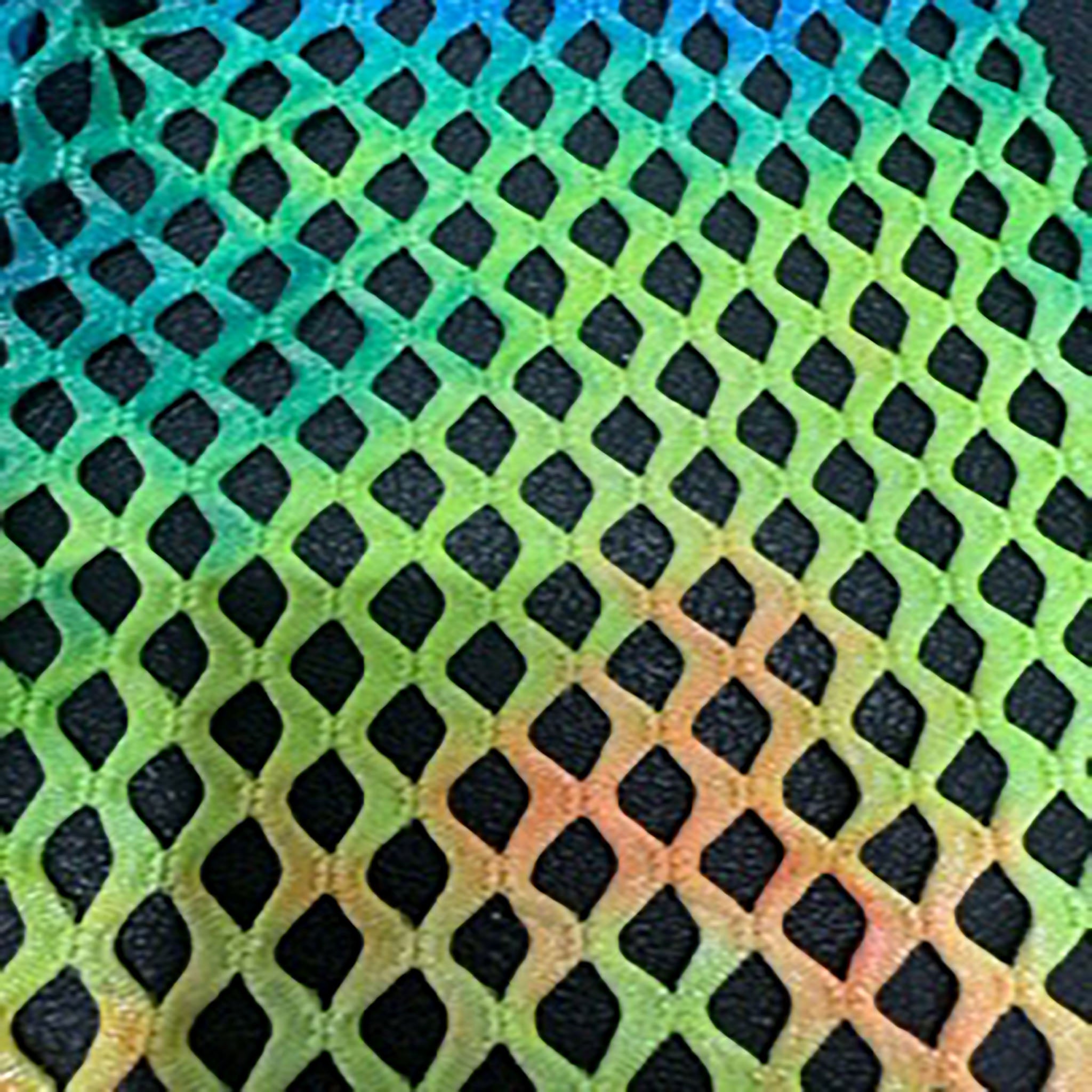 2 Way Stretch Pentagon Tie Dye Diamond  Fish Net With Silver Foil | Spandex Palace Multi Color