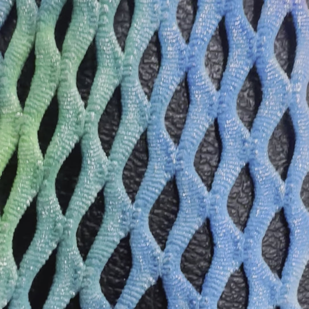 2 Way Stretch Pentagon Tie Dye Diamond Fish Net With Silver Foil | Spandex Palace Multi Color