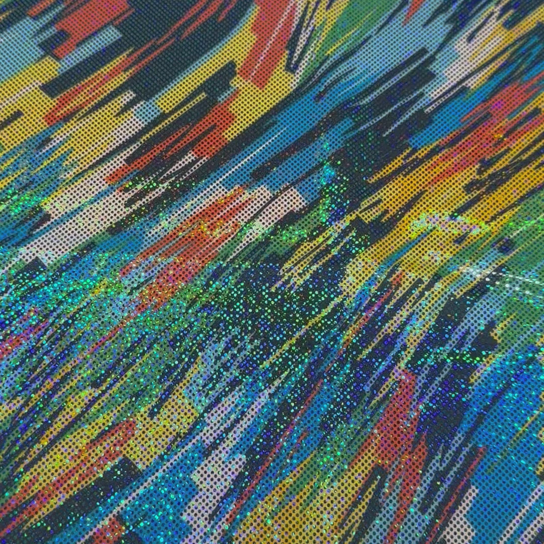 4 Way  Stretch Nylon Spandex   Fabric Swing Swing Design Hologram | Spandex Palace Turquoise Green Blue