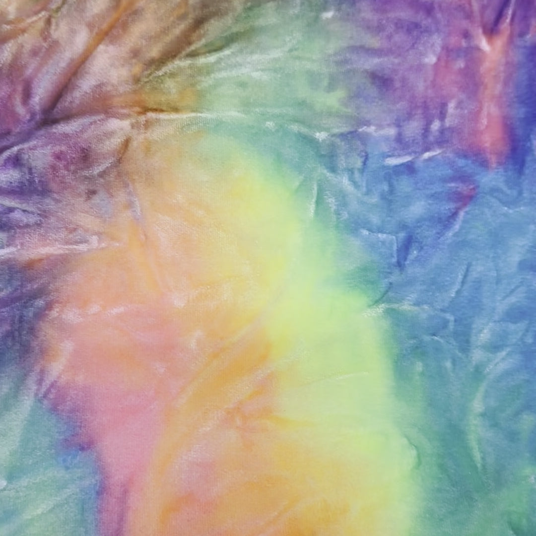 Stretch Polyester Spandex Tie Dye Velvet | Spandex Palace Vivid Pastel