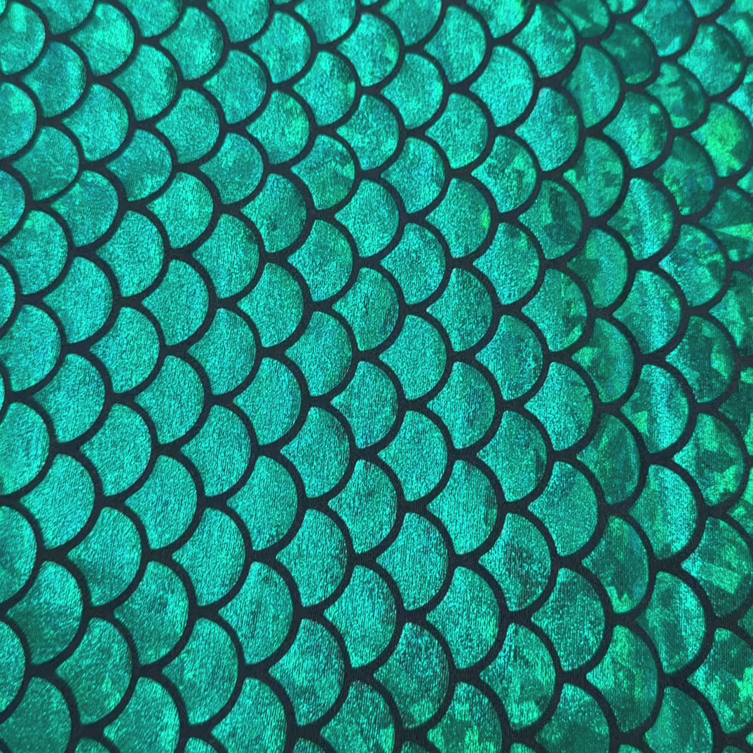 4 Way Stretch Nylon Spandex Fish Scales | Spandex Palace  Black Green