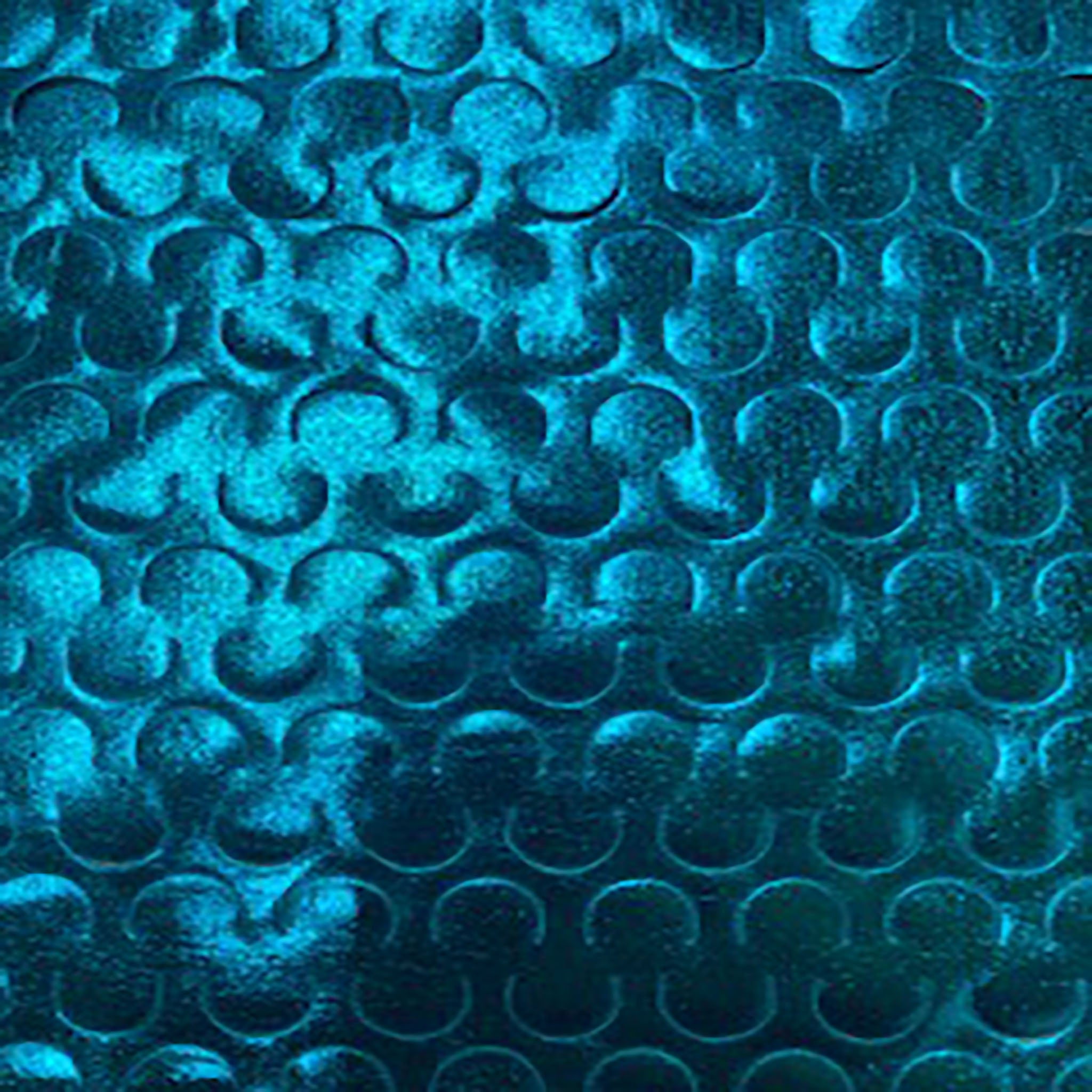 Polyester Spandex Circle Laser Cut Single Span  All Over  Foil  Teal